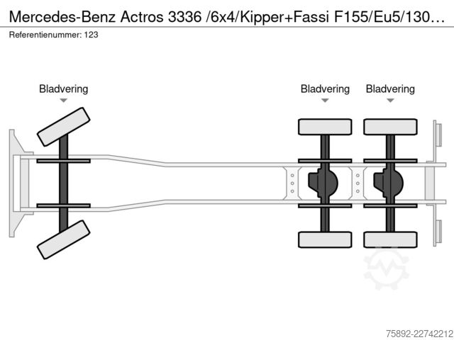 Darus billenőplatós teherautó Mercedes-Benz Actros 3336 /6x4/Kipper+Fassi F155/Eu5/130tkm