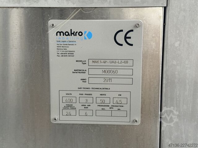 Etiketleme makinesi, 2 istasyonlu, 4.500 şişe/saat Makro MAK-1 4P Ua2 Lw