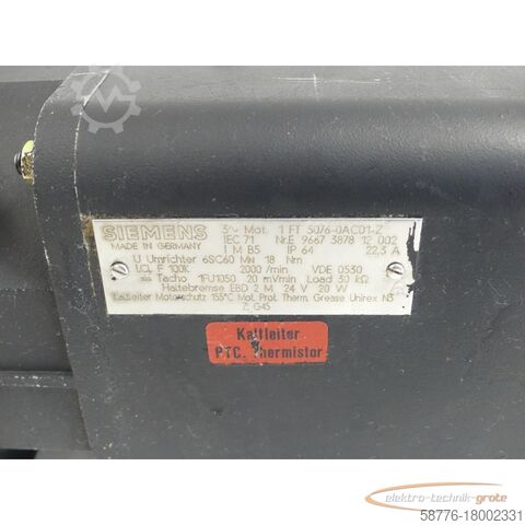 Siemens motor Siemens 1FT5076-0AC01 - Z Permanent Magnet Motor SN:E9667387812002