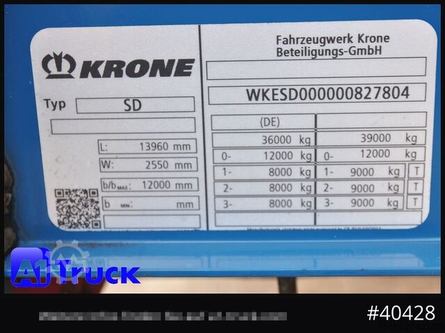 Open oplegger met zeil KRONE SD 27, Papier, Staplerhalterung, Bordwand, Lenkachse