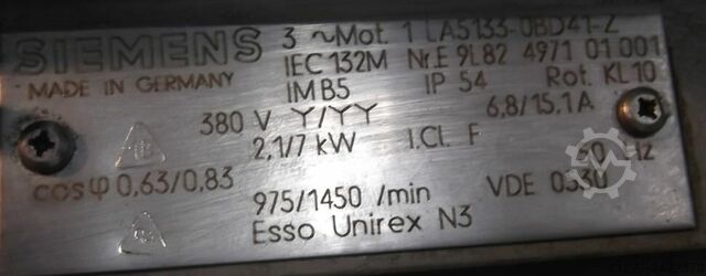 Motor elétrico 2,1/7 kW 975/1450 Rpm Siemens IEC132M IMB5