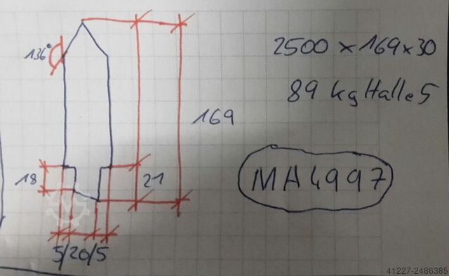 Abkantwerkzeug Stahl 2500/30/H169 mm