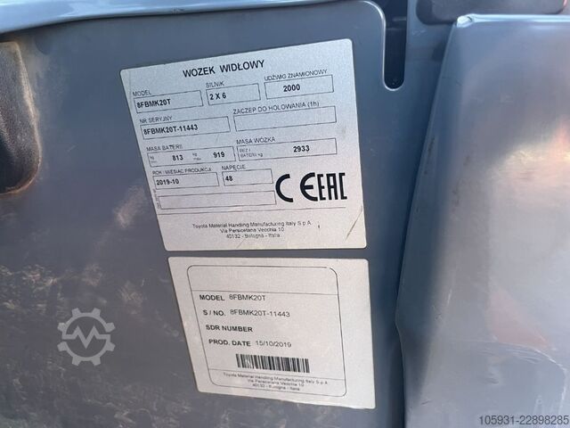 Electric 4-wheel forklift Toyota 8FBMK20T