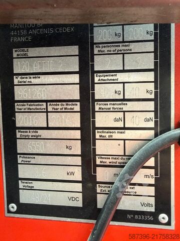 Ledad teleskopisk plattform Manitou 120 AETJC 2