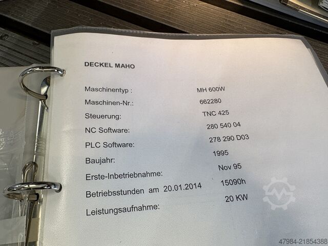 Vertical machining center DECKEL MAHO MH 600 B