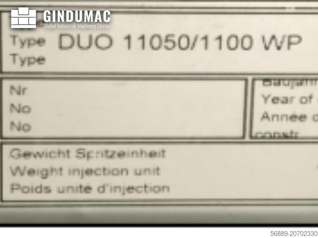 Máquina de moldeo por inyección hidráulica Engel Duo 11050/1100 WP