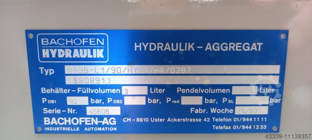 Hydraulic system - clamping hydraulics BACHOFEN HA3B-L1/90