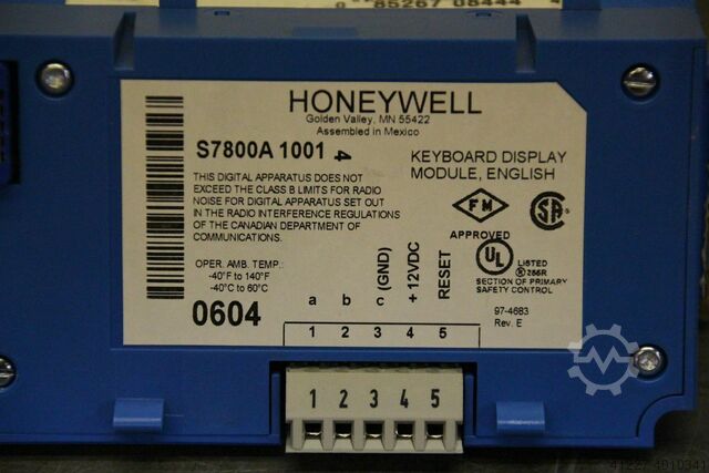 Het Configuratiescherm Honeywell S7800A1001