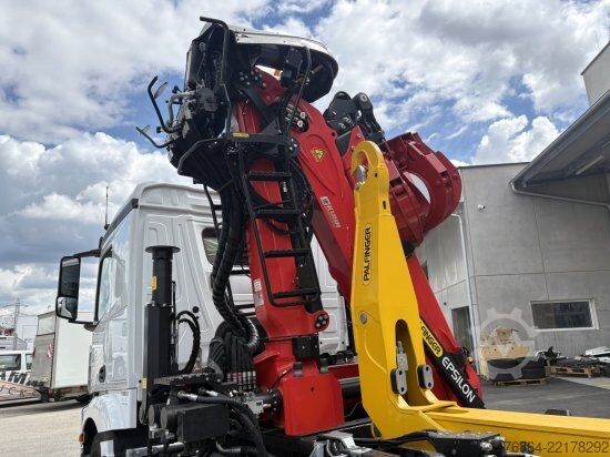 Camion benne MERCEDES-BENZ ACTROS 2551 6X2, PALFINGER-ABROLLKIPPER MIT SCHROTTKRAN,  LENK-LIFTACHSE, EURO 6