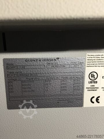 équipement de développement Glunz & Jensen Quartz 85III
