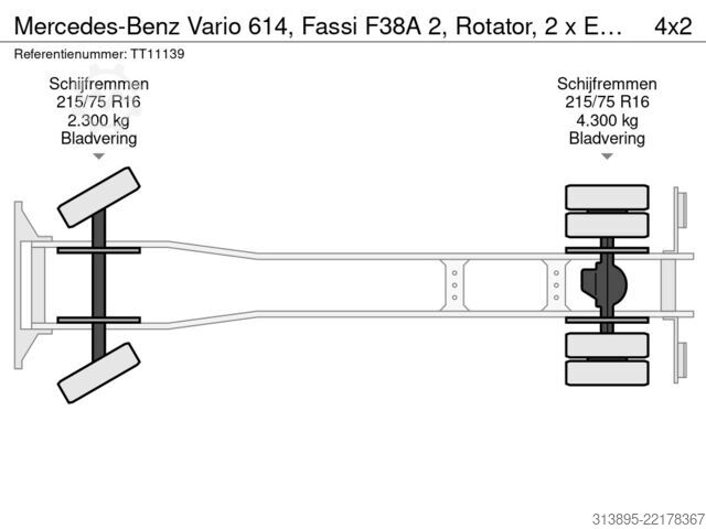 Kraanwagen Mercedes-Benz Vario 614, Fassi F38A 2, Rotator, 2 x Extra Fun...