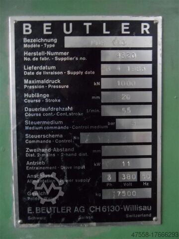 Einständerexzenterpresse BEUTLER PDR 100