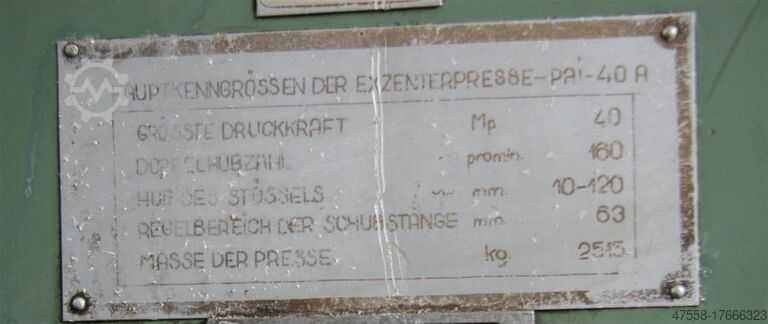 Excentrische pers met enkele kolom Maskinexport nicht bekannt