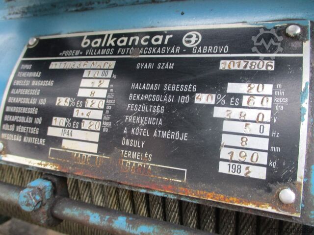 Elektryczna wciągarka linowa BALCANCAR 1000 kg (3427)