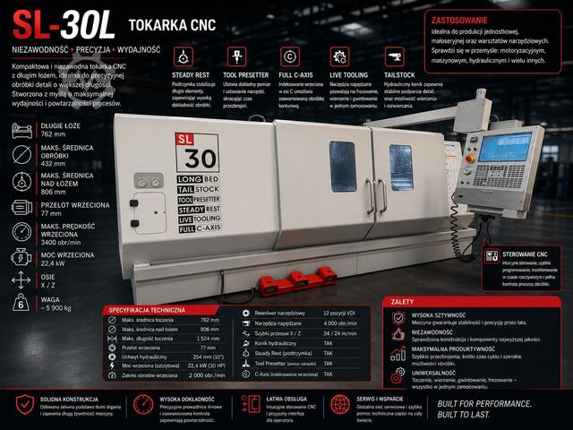 CNC torna tezgahı HAAS SL30 long bed 1500mm napędzane narzędzia