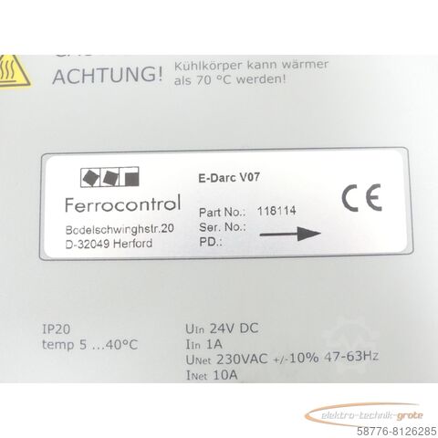 Component  Ferrocontrol E-Darc V07 - 118114 - Antriebsregler SN:DPUB1E5112519316