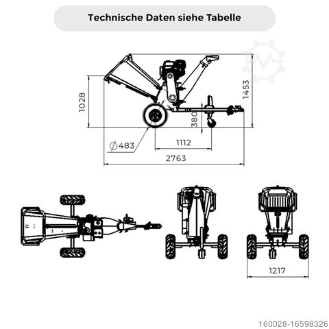 Shredder Benzine shredder E-Star SCHORR Holzhäcksler RR150THX 150mm