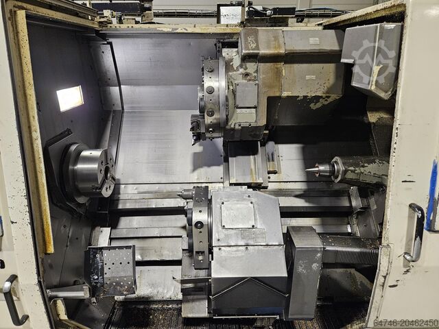 CNC eszterga Okuma LU 15 M U1000 MM + bar feeder TwinTurret