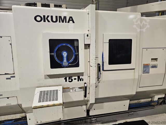 CNC eszterga Okuma LU 15 M U1000 MM + bar feeder TwinTurret