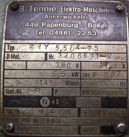 Elektromotor 5,5 kW 1450 tpm Tennie ERY5,5/4-75