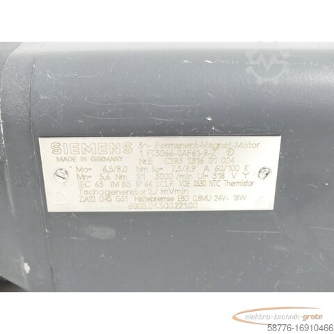 Siemens motor Siemens 1FT3066-0AF61 - 9 - Z Permanent Magnet Motor SN:EC283231601004