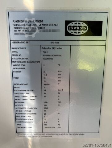 Toplam FG Wilson P22-6 - L2 - 22 kVA Genset - DPX-16002