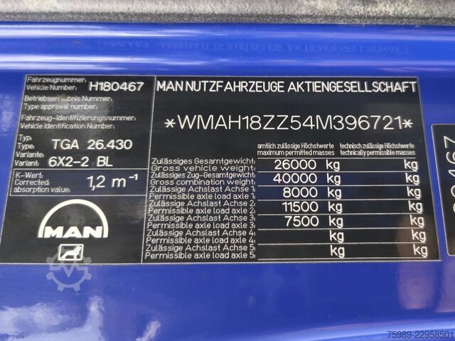 Walizka MAN TGA 26.430 6x2  695145 km original, RETARDER Go...