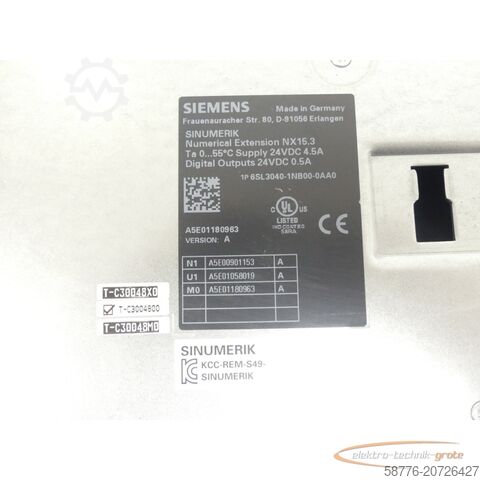 Componente Siemens Siemens 6SL3040-1NB00-0AA0 Numeric Contr. Extension NX15.3 SN T-C32072198