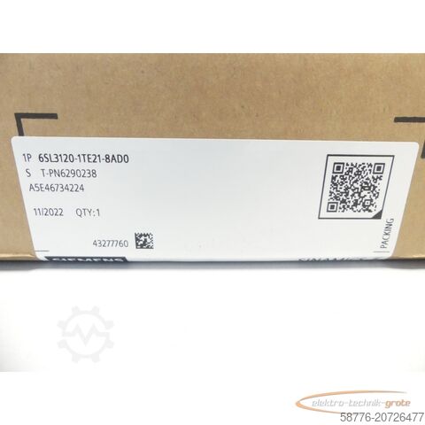 Componente Siemens Siemens 6SL3120-1TE21-8AD0 Single Motor Modul 18A SN: T-PN6290238 FS: E ungebr.
