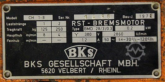 Kettingtakel 125 kg BKS CH 1-8