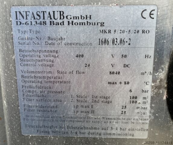 Infastaub cassettefilter gebruikt Infastaub MKR 5/20-5/20 RO
