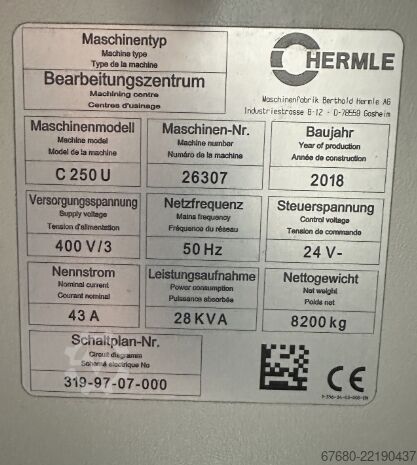 5 tengelyes függőleges megmunkálóközpont Hermle C 250 U