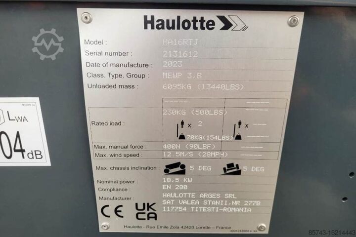 Articulated boom lift Haulotte HA16RTJ Valid Inspection, *Guarantee! Diesel, 4x4