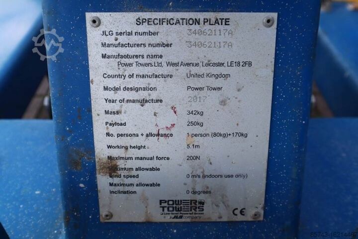 Articulated boom lift JLG Power Tower Electric, 5.10m Working Height, 250kg