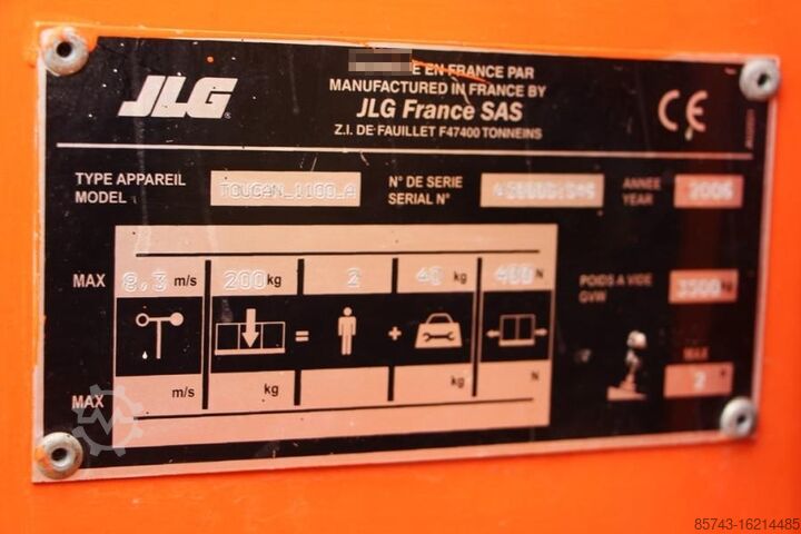 Scharnierende telescopische hoogwerker JLG Toucan 1100A Electric, 11.1m Working Height, 3.6m