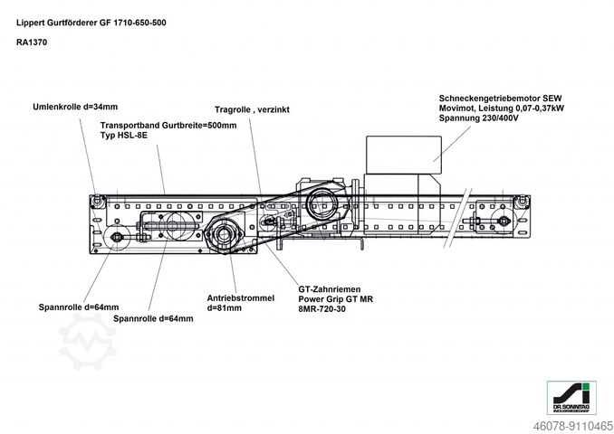 Transportator cu bandă Transportator cu bandă Lippert GF 1710-650-500