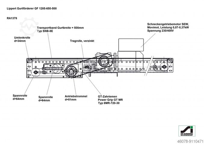 Gurtförderer Förderband Gurtband Lippert GF 1285-650-500