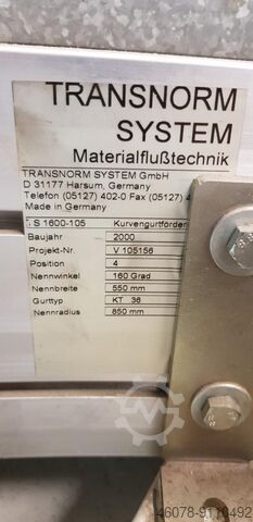 Gurtkurvenförderer 160° rechts Transnorm GKF 3900-750-550 IR850