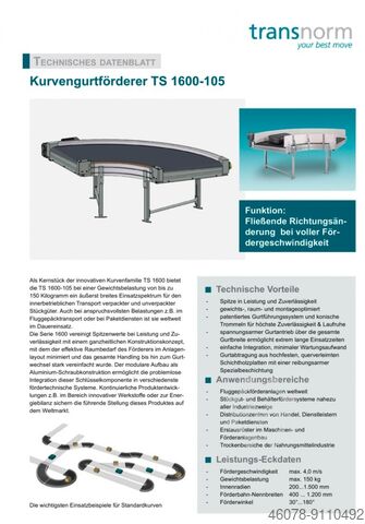 Gurtkurvenförderer 160° rechts Transnorm GKF 3900-750-550 IR850