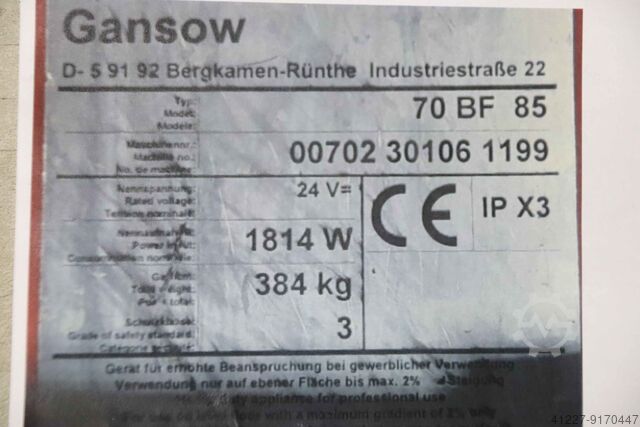 Aandrijfas met reductiemotor Gansow 70 BF 85 MRP4DS