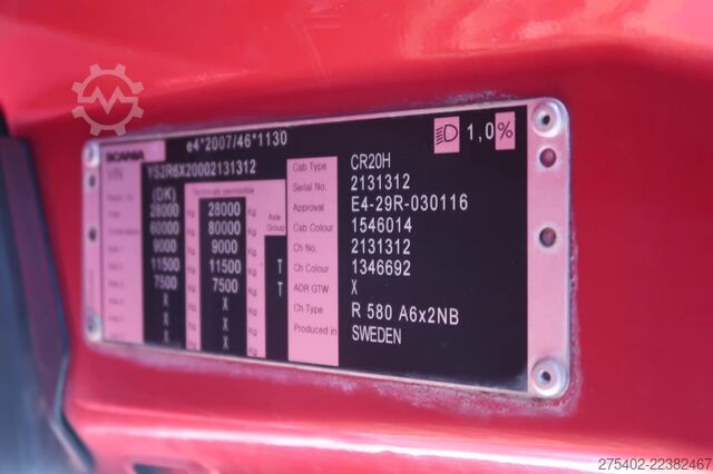 Standard-SZM Scania R580 V8 NGS RETARDER/ FULL AIR/ HYDRAULICS/ ACC