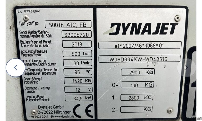 Hot water high-pressure pump Dynajet,Falch,DiBo,Hammelmann,Woma Dynajet 500 TH