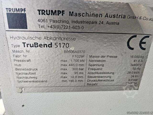 Prasa krawędziowa Trumpf Trubend 5170 4-Meter