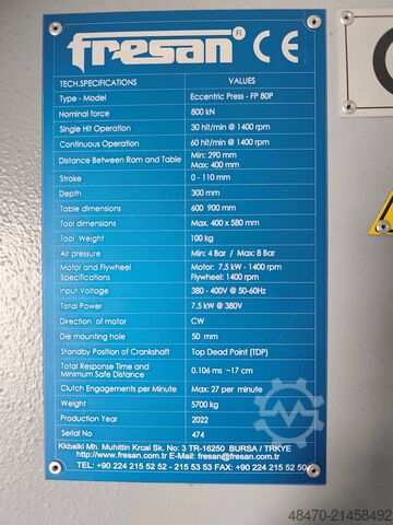 Exzenterpresse FRESAN FP80P