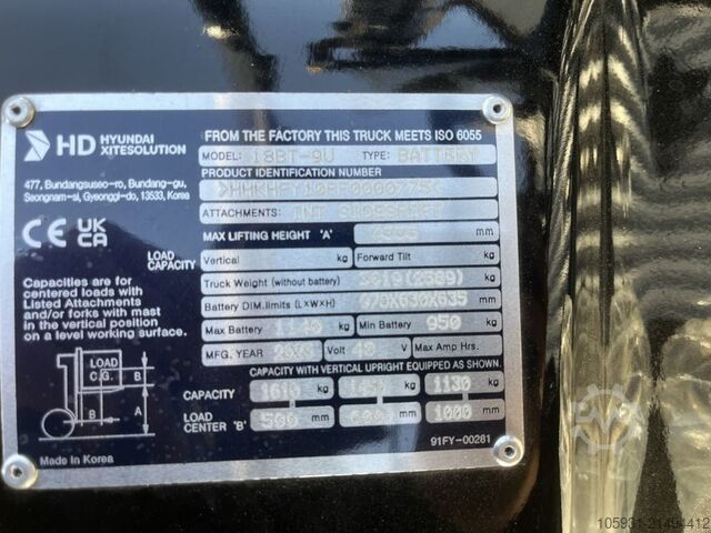 Elektrický 3kolový vysokozdvižný vozík Hyundai 18BT-9U