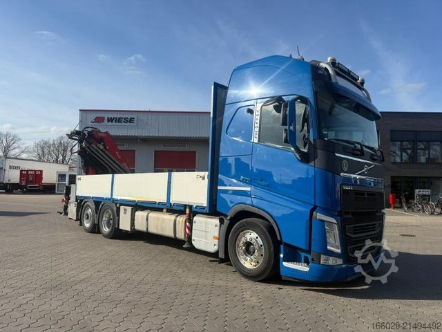 LKW mit Pritsche (offen) VOLVO FH 500 6x2 Container Pritsche Fassi F455 Kran