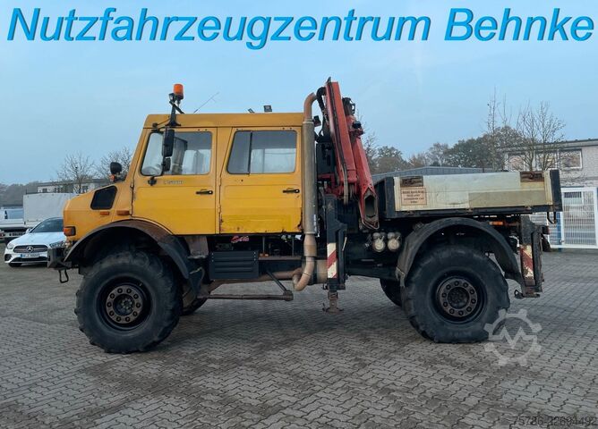 Lastbil med flak UNIMOG U 5000 Doka Pritsche/ PK 10.502 A/ AC/ AHK/ EU 3