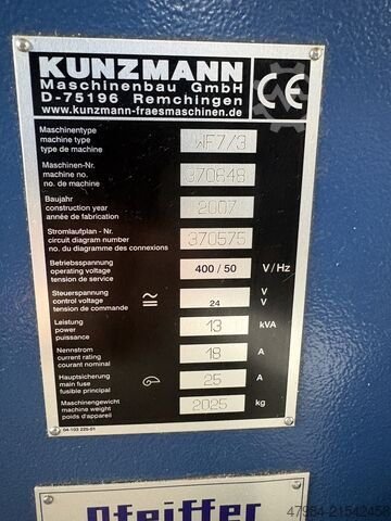 Takım freze makinesi KUNZMANN WF 7/3