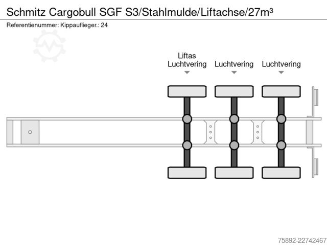 Damperli kamyon Schmitz Cargobull SGF S3/Stahlmulde/Liftachse/27m³