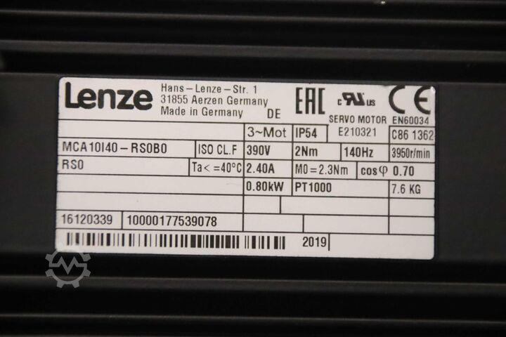 Servotandwielmotor 0,8 kW 49,7 tpm Lenze MCA 10140-RS0B0  G50BH121MVAR3C00